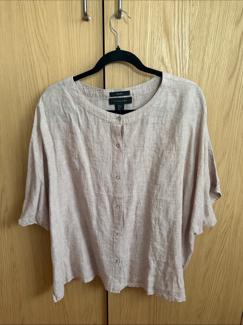 Tahari Pale Blush 100% Linen Button-Front Women’s Shirt